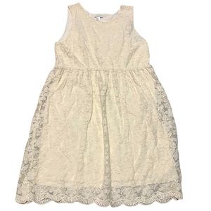 Garnet Hill Ivory White Sleeveless Lace Dress